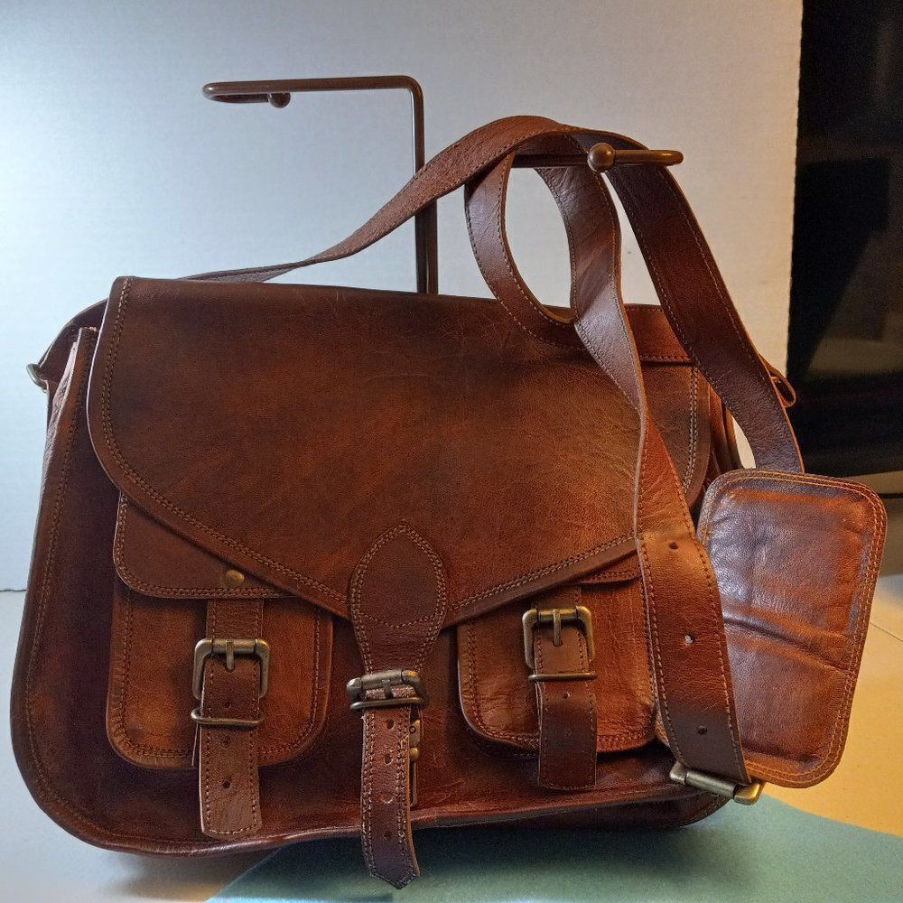 The Great Seal of Oklahoma 1907 Button Leather Messenger bag Cottagecore